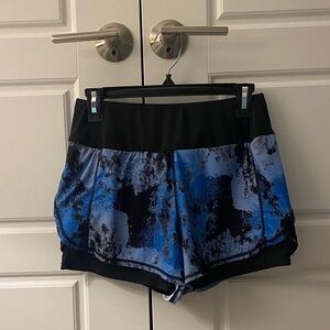 Women's Blue Print Athletic Shorts